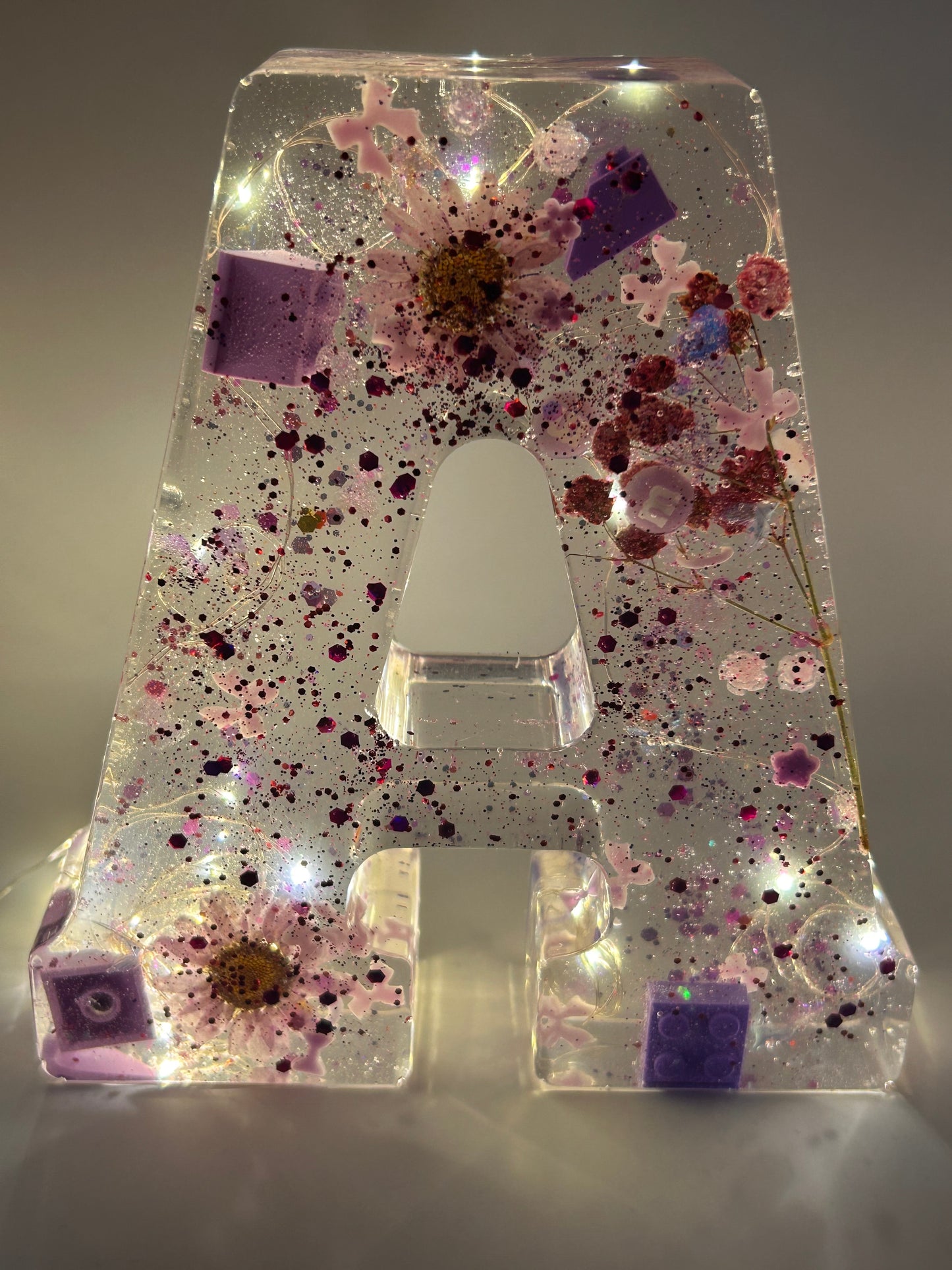 Custom Resin Letter-Fairy Lights and or Pressed Flowers
