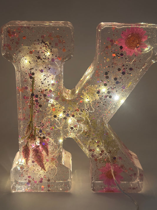 Custom Resin Letter-Fairy Lights and or Pressed Flowers