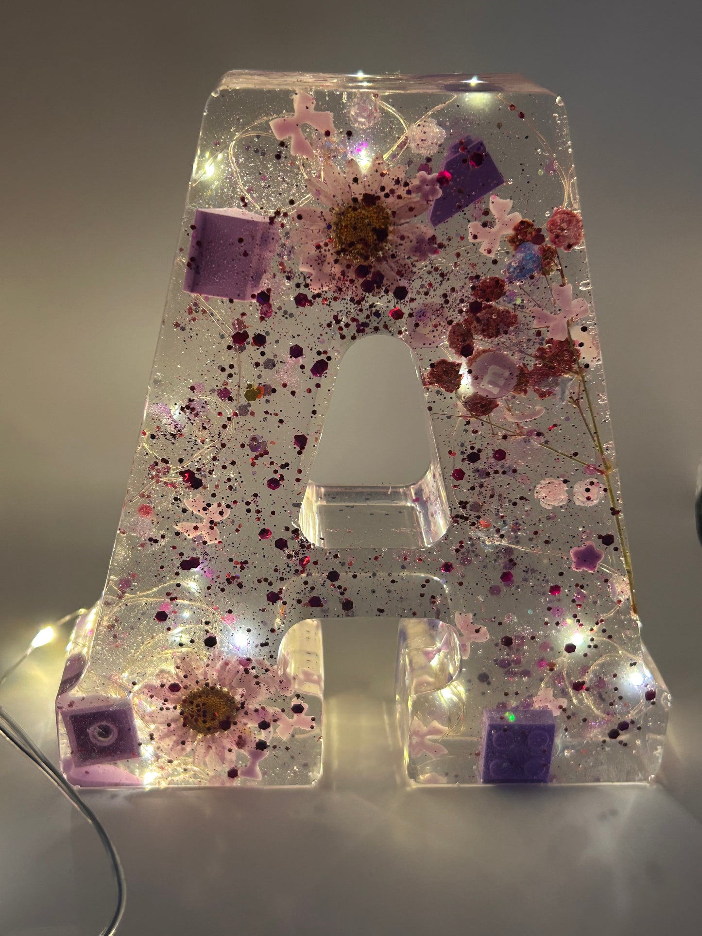 Custom Resin Letter-Fairy Lights and or Pressed Flowers